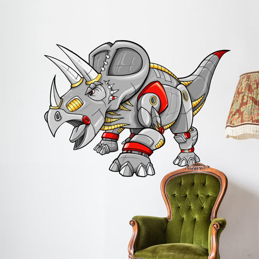 Robot Cyobrg Triceratops Dinosaur Vector Illustration Wall Decal