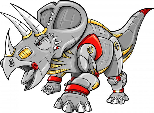 Robot Cyobrg Triceratops Dinosaur Vector Illustration Wall Decal