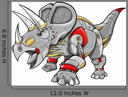 Robot Cyobrg Triceratops Dinosaur Vector Illustration Wall Decal