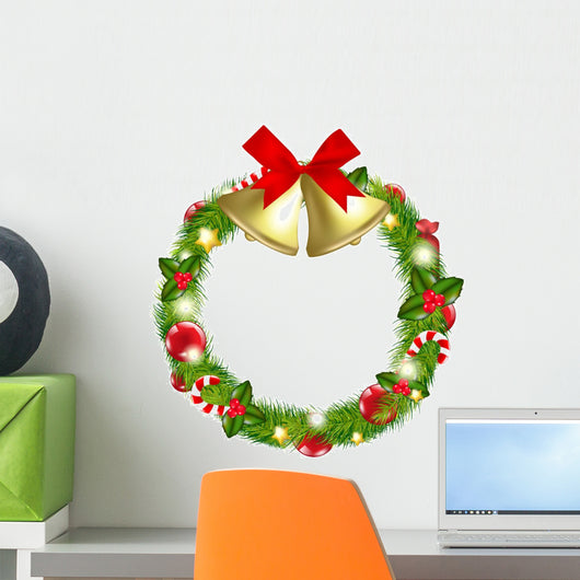 Merry Christmas Wreath Wall Decal