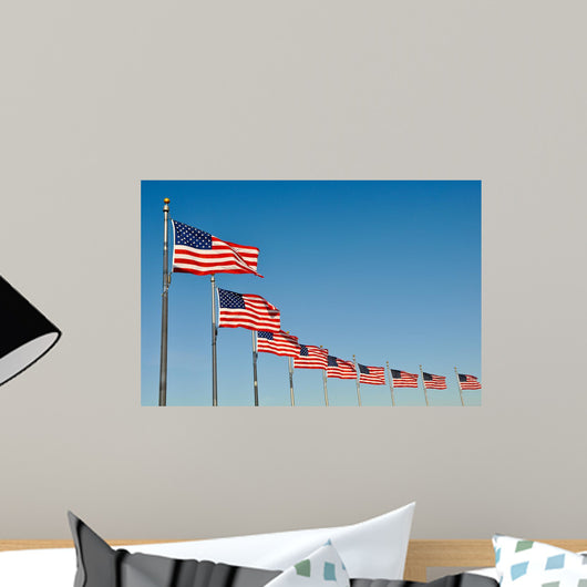 American Flags Washington Monument Wall Decal