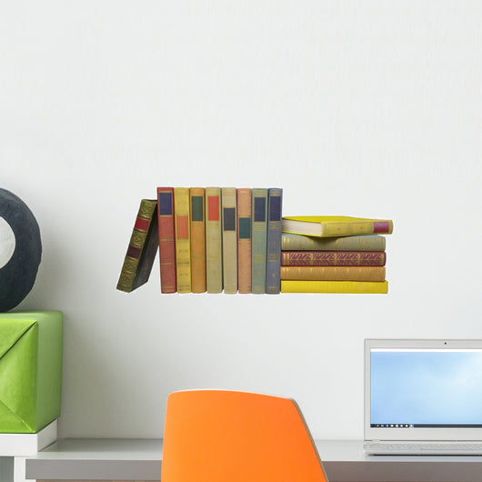 Books Row Blank Labels Wall Decal