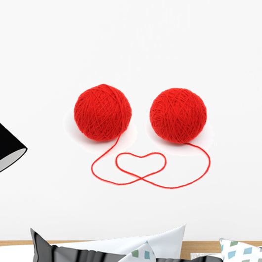 Red Yarn With Heart Wall Decal
