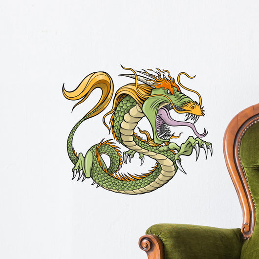 Wild Green Dragon Wall Decal