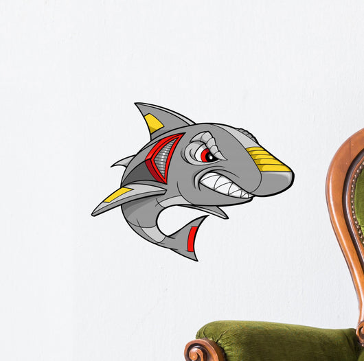 Robot Cyborg Shark with Green Highlights Wall Decal
