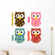 Cute Owl Set Wall Decal