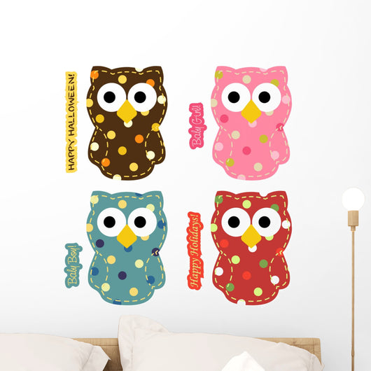 Cute Owl Set Wall Decal