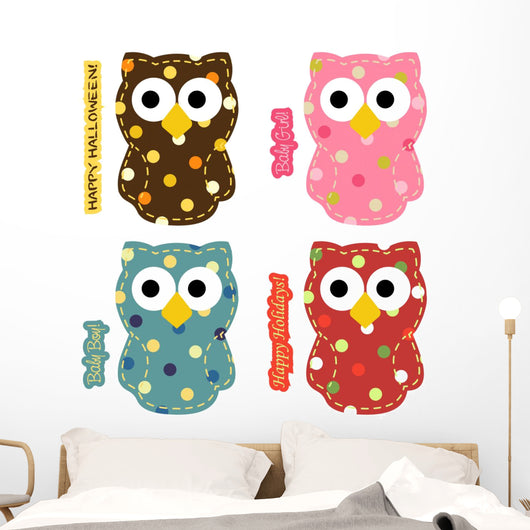 Cute Owl Set Wall Decal