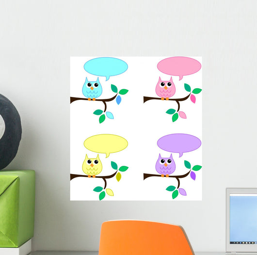 Owls With Speech Bubbles Wall Decal