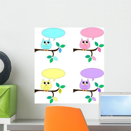 Owls With Speech Bubbles Wall Decal