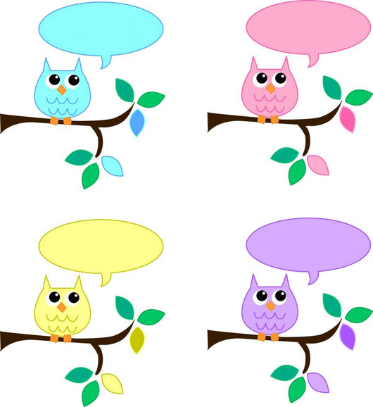 Owls With Speech Bubbles Wall Decal