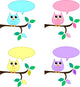 Owls With Speech Bubbles Wall Decal
