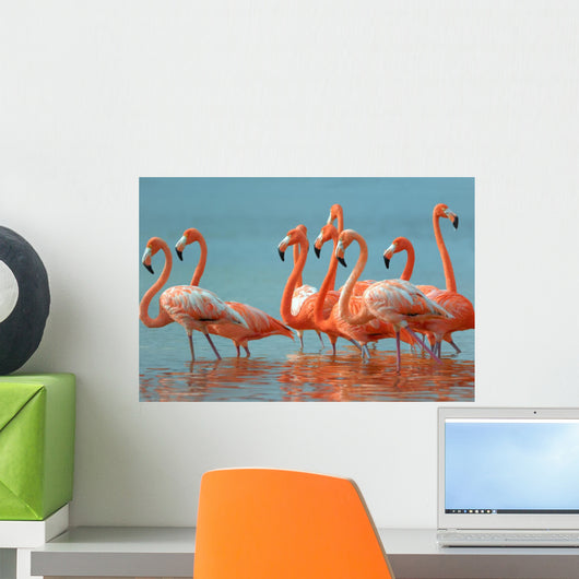 Flamingos Are Walking River Wall Decal