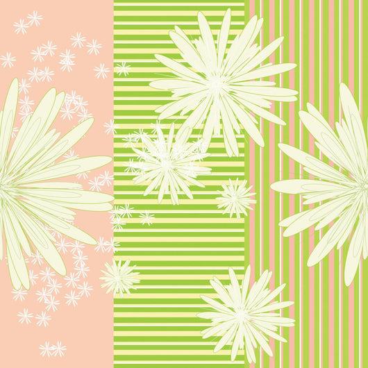 Green and White Flowers Pattern Wall Decal
