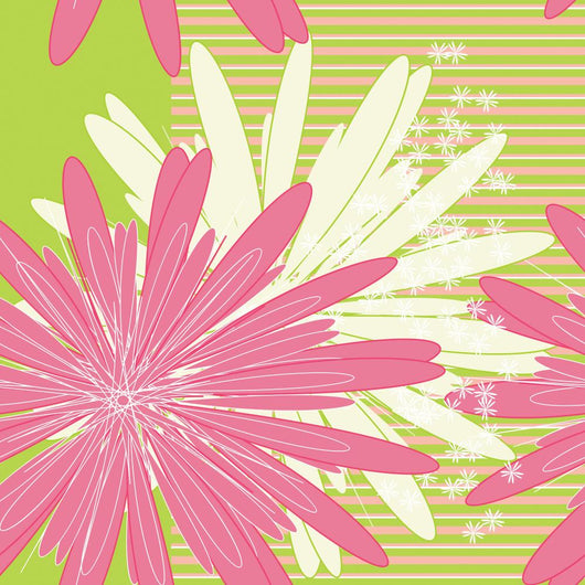 Green and Pink Flowers Pattern Wall Decal