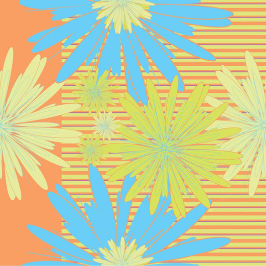 Blue and Yellow Flowers Pattern Wall Decal
