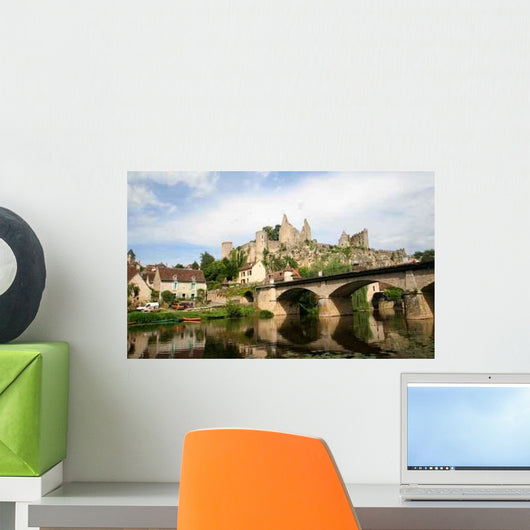 Angles Sur l'Anglin and Distant Chateau d'Angles-sur-l'Anglin Wall Decal