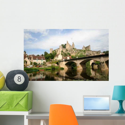 Angles Sur l'Anglin and Distant Chateau d'Angles-sur-l'Anglin Wall Decal