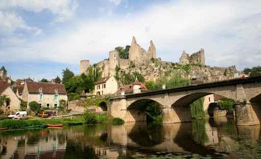 Angles Sur l'Anglin and Distant Chateau d'Angles-sur-l'Anglin Wall Decal