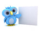 Cute Blue Bird Character and Whiteboard Wall Decal
