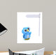 Cute Blue Bird Character and White Post Sign Wall Decal