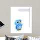 Cute Blue Bird Character and White Post Sign Wall Decal