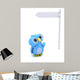 Cute Blue Bird Character and White Post Sign Wall Decal