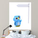 Cute Blue Bird Character and White Post Sign Wall Decal