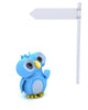 Cute Blue Bird Character and White Post Sign Wall Decal