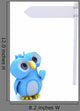 Cute Blue Bird Character and White Post Sign Wall Decal