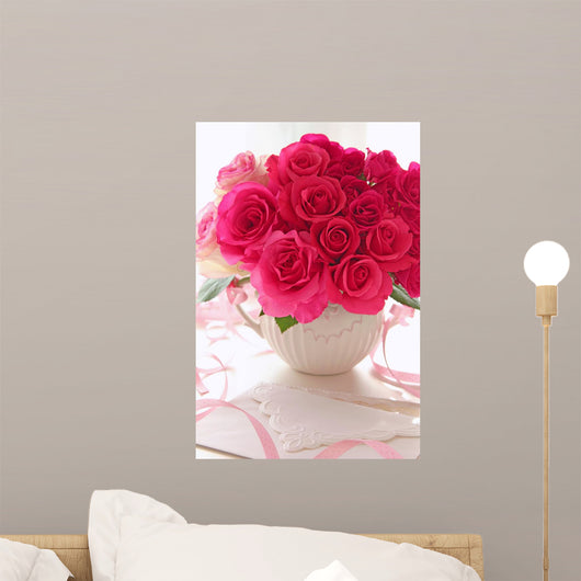 Pink Roses Gift Wall Decal