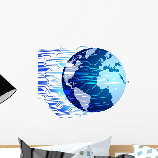 Globe With Circuit Board Wall Decal