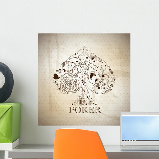 Spade Poker Symbol White Background Wall Decal
