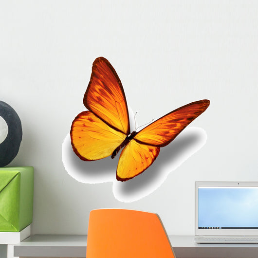 Yellow Butterfly White Wall Decal