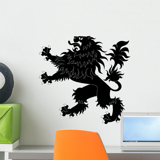 Black Heraldic Lion Wall Decal