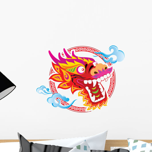 Color Chinese Dragon Head Wall Decal