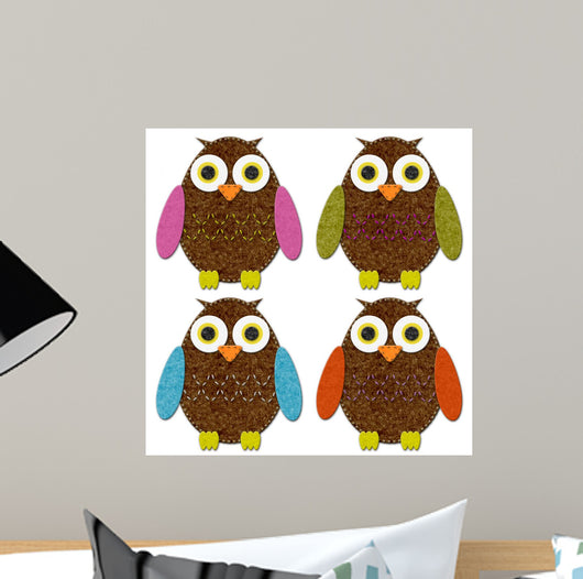 Felt Owl Set Wall Decal