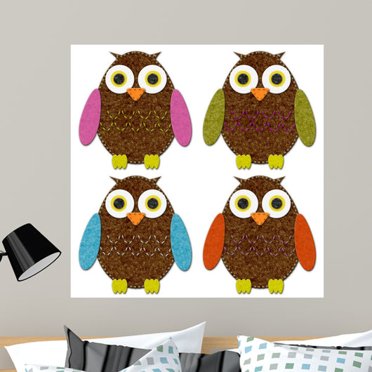 Felt Owl Set Wall Decal