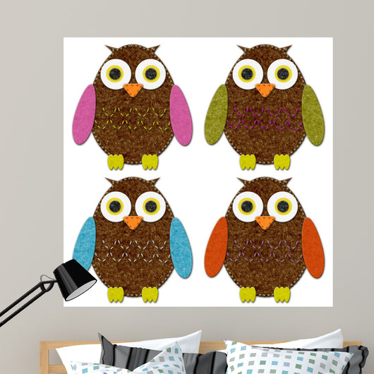 Felt Owl Set Wall Decal