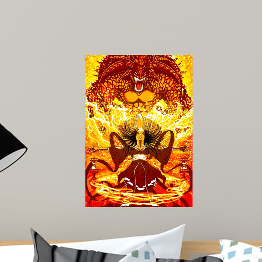 Woman Summoning a Demon Illustration Wall Decal