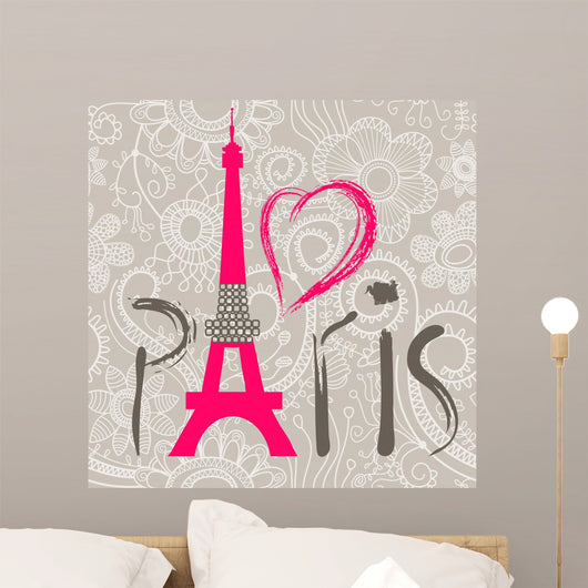 Paris Lettering Over Lace Wall Decal