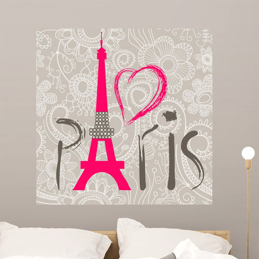 Paris Lettering Over Lace Wall Decal