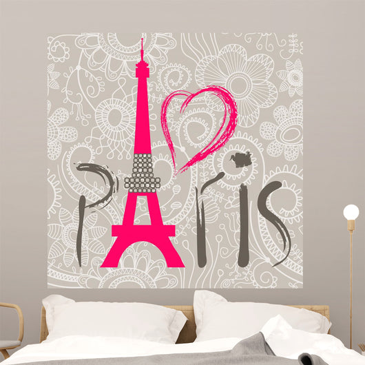 Paris Lettering Over Lace Wall Decal
