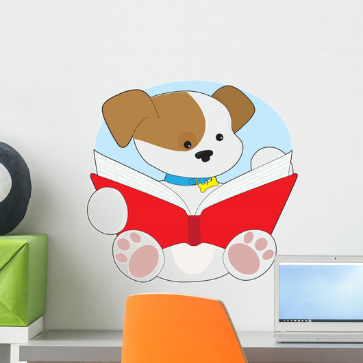Cute Puppy Reading Wall Decal
