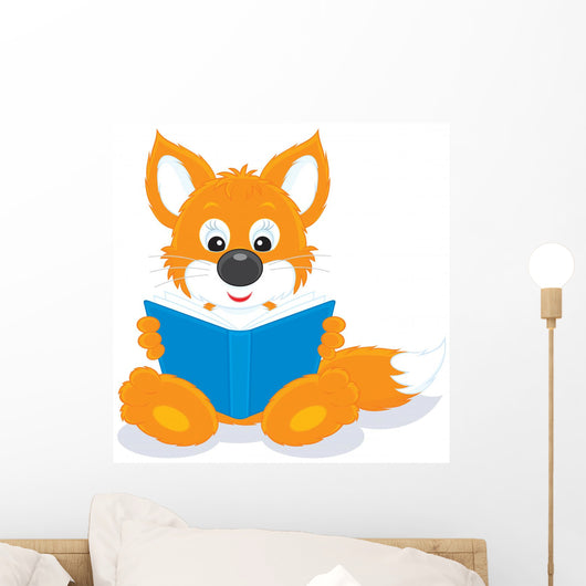 Fox Cub Reading Book Wall Decal