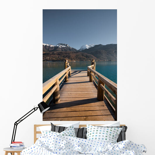 Alps Lake Pier Vertical Wall Decal