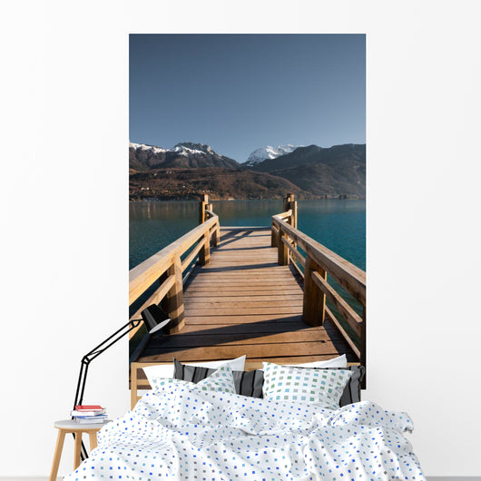 Alps Lake Pier Vertical Wall Decal