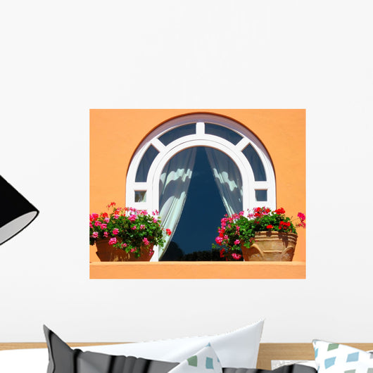Nice Window Decorated With Flowers Wall Decal