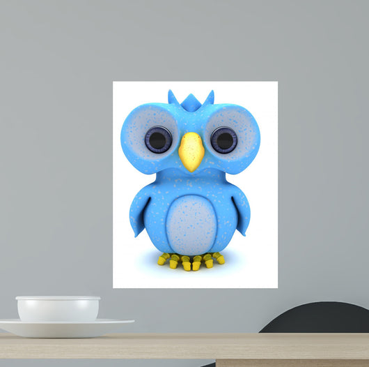 Cute Blue Bird Character Wall Decal