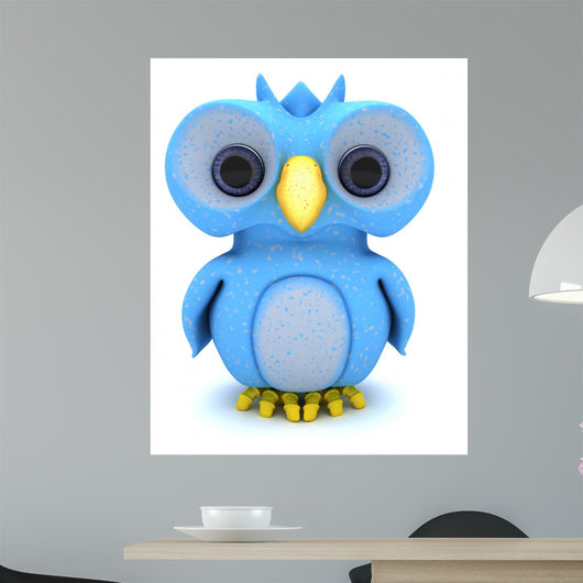 Cute Blue Bird Character Wall Decal